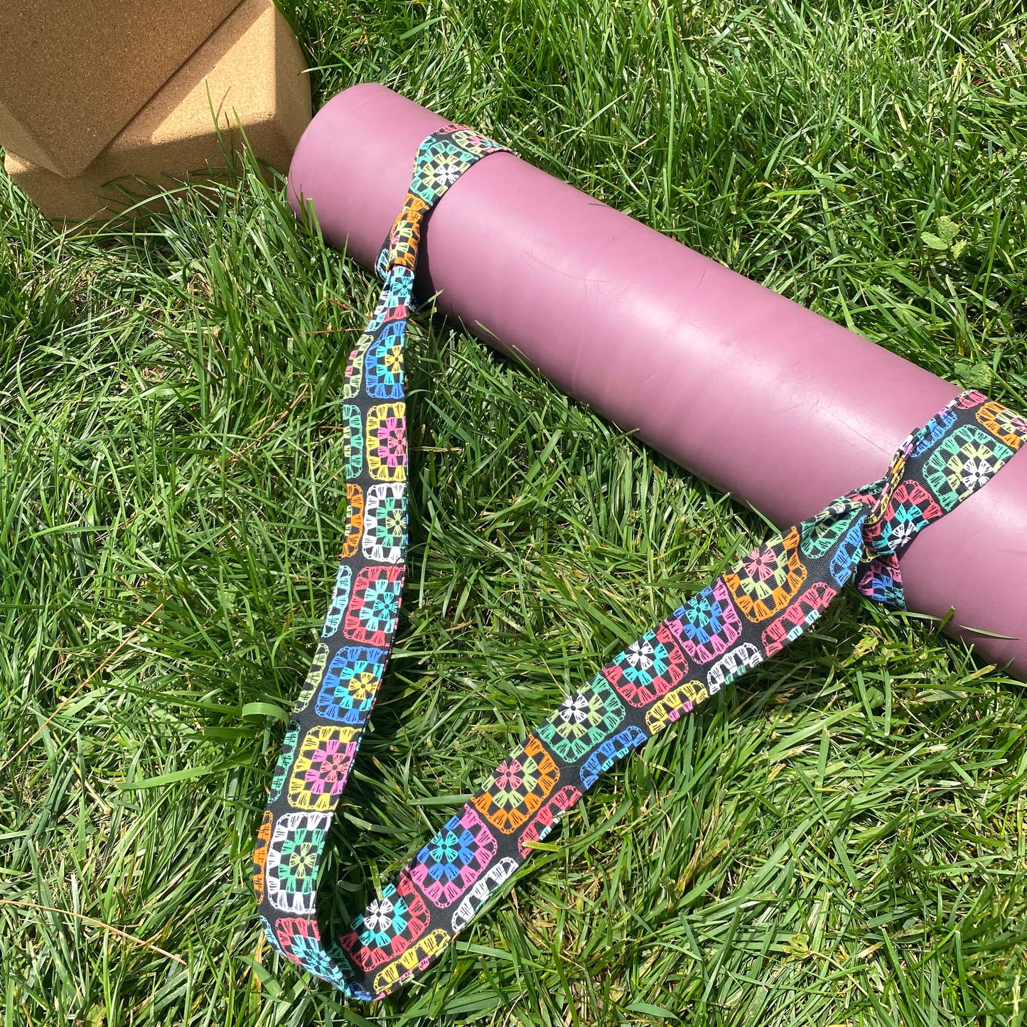 Adjustable 2-in-1 Yoga Mat Carrying Strap - Patchwork Multi