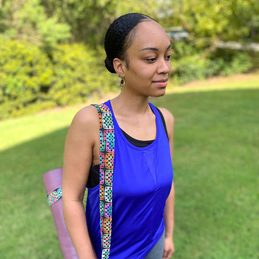 Adjustable 2-in-1 Yoga Mat Carrying Strap - Patchwork Multi